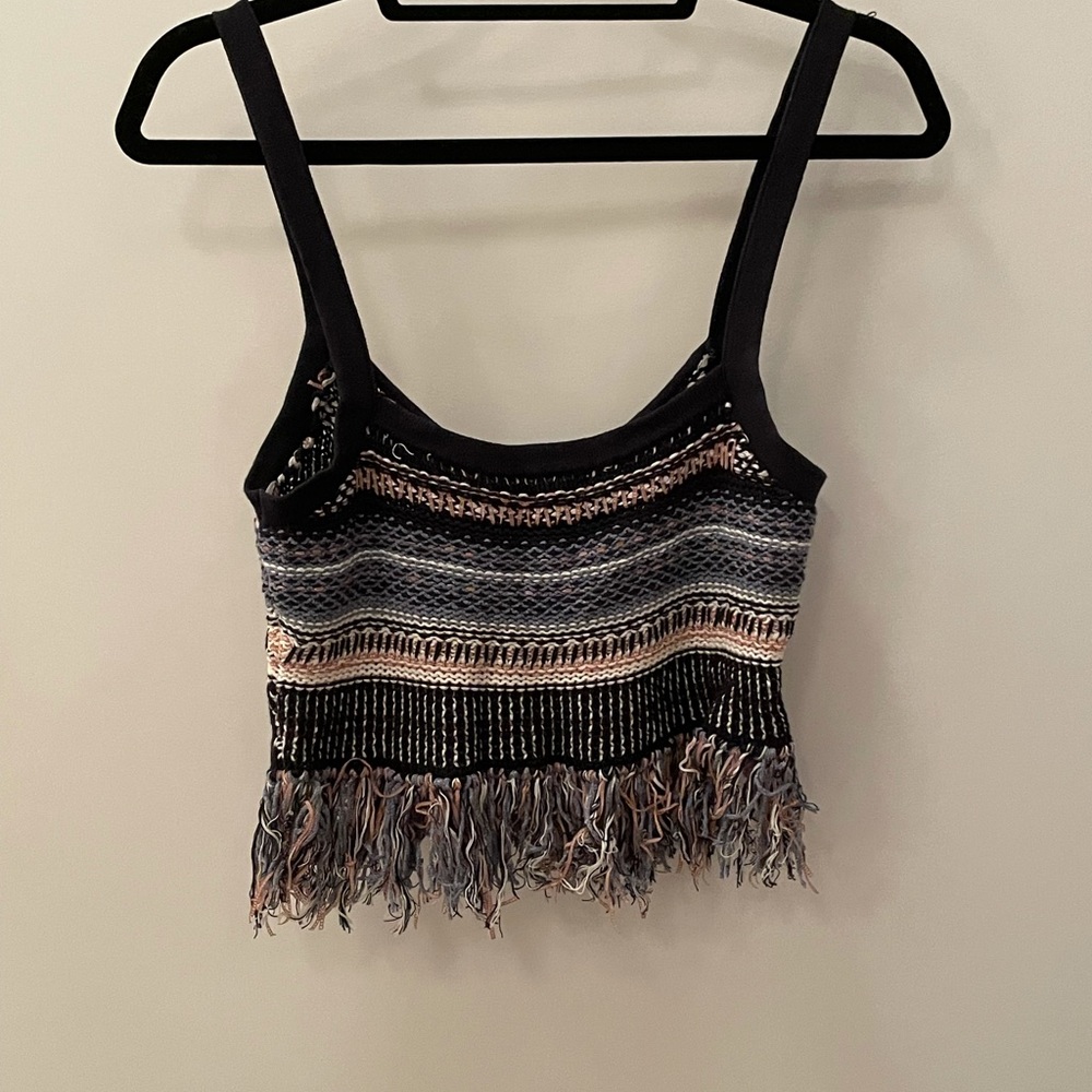 Vintage Knit crop top with fringe